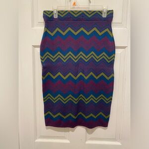Ashley Stewart Blue and Green Knee-Length Pencil Skirt